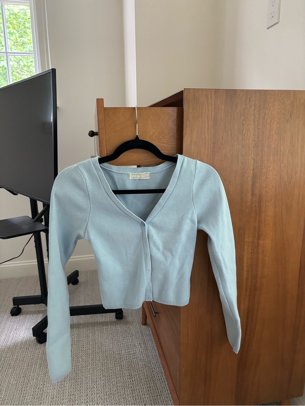 Urban Outfitters Light Blue V-Neck Ribbed Top